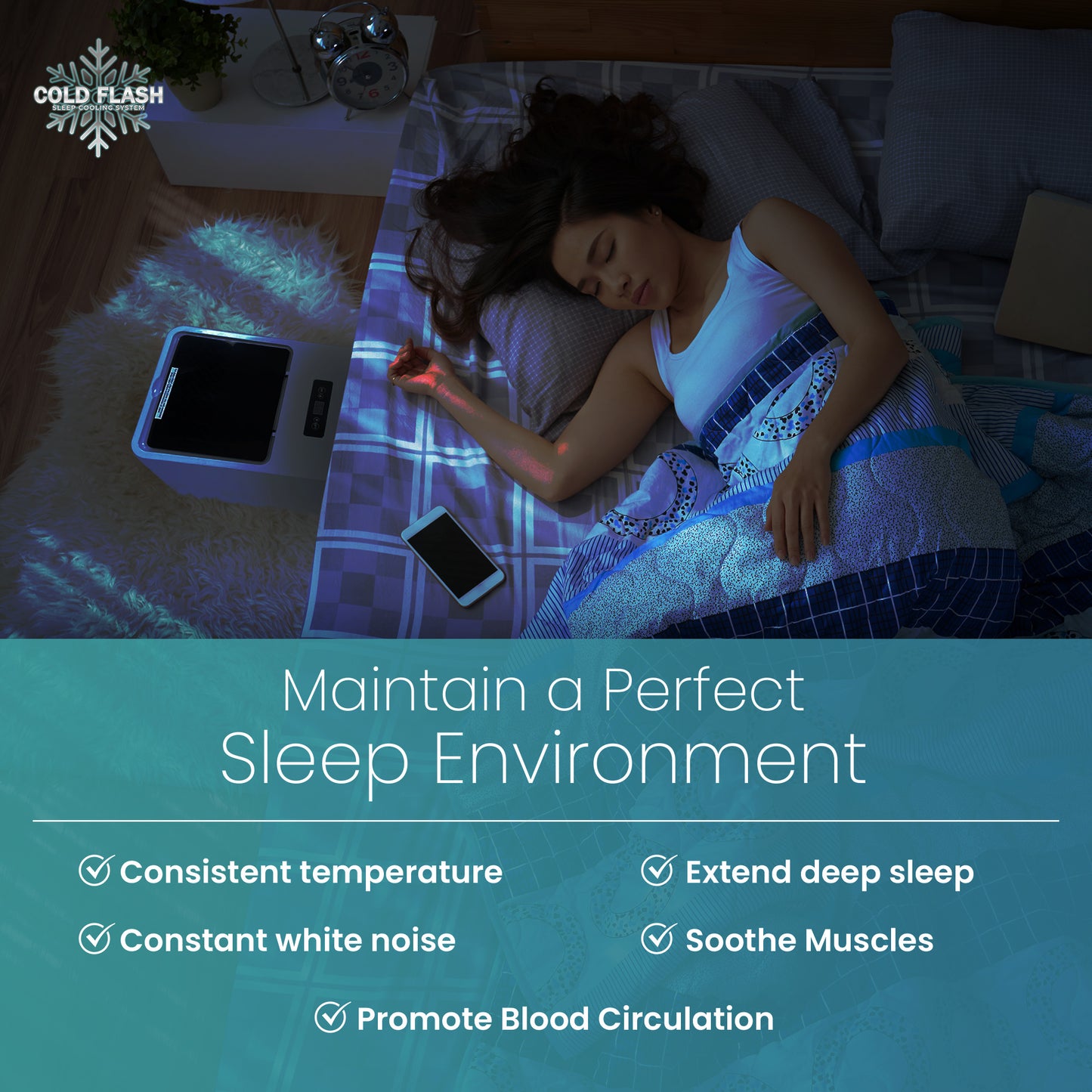 Cold Flash Sleep Cooling System: Powerful Compressor Refrigeration with a Cotton and a PVC Mattress Pad